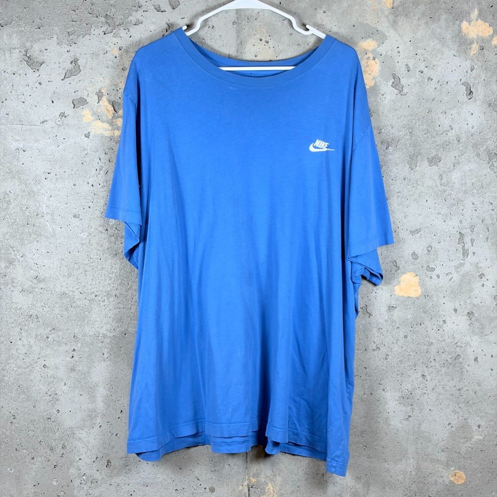 Nike Sportswear Club T Shirt Mens 3XL Blue Cotton Embroidered Swoosh AR4997-435